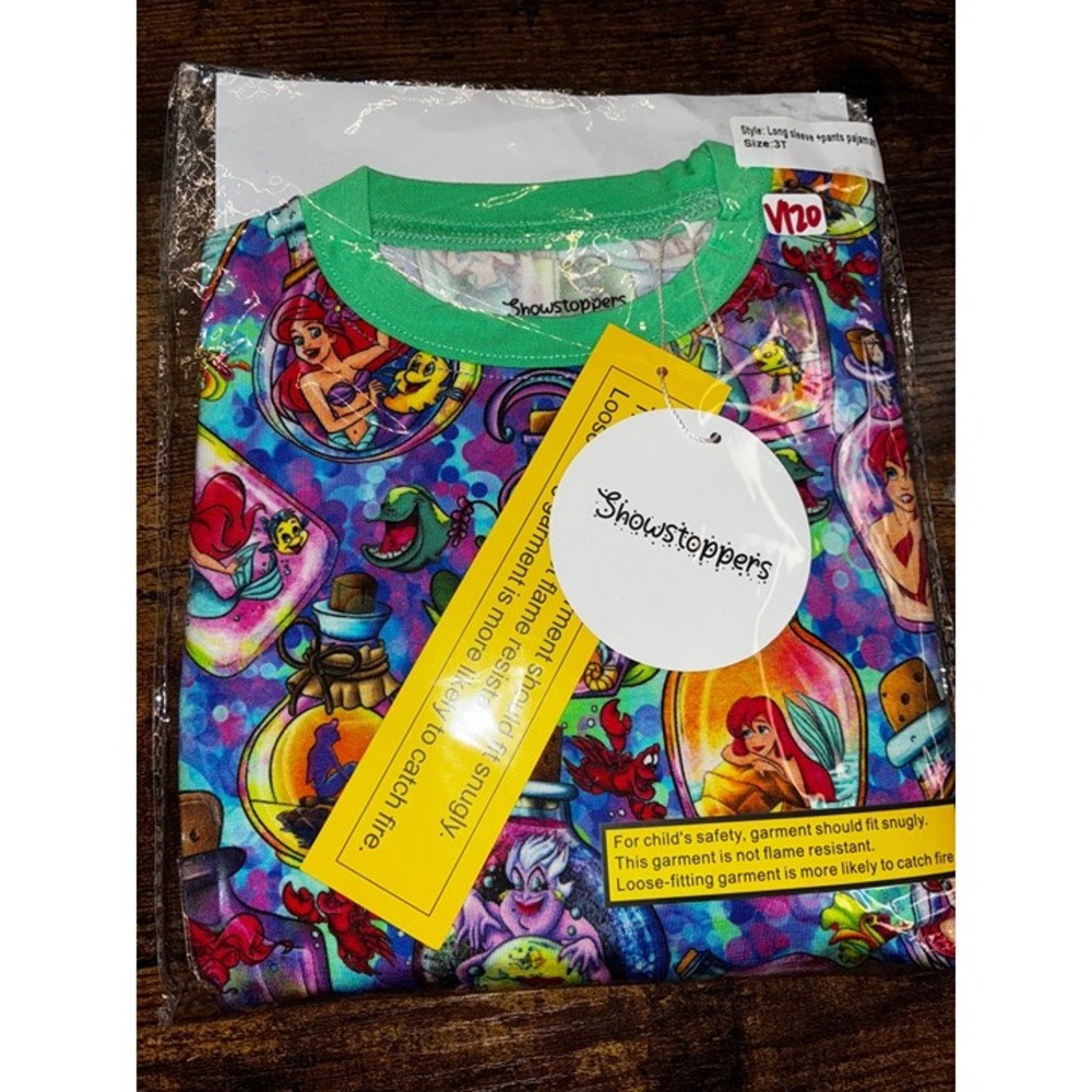V120. Showstoppers Disney Ariel Under the Sea Bamboo Long Sleeve 2pc Ser 3T NIB‎